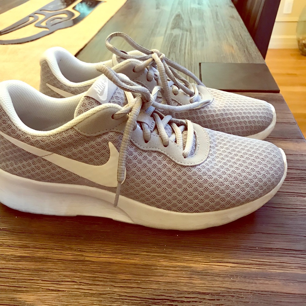 Nike gray and white shoes